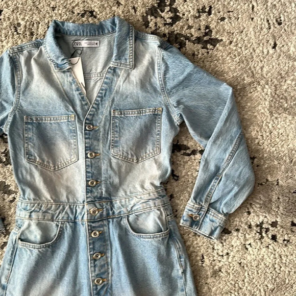 ZARA | Blue-Pink | Z1975 FADED PINK DENIM JUMPSUIT - Picture 9 of 11